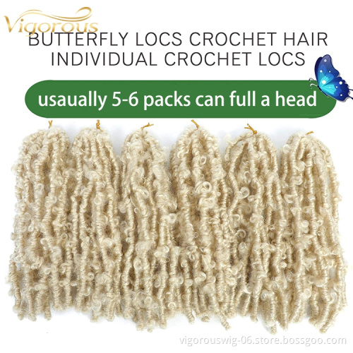 Wholesale price for african hair faux locs crochet private label braids pre stretched butterfly locs synthetic braiding hair